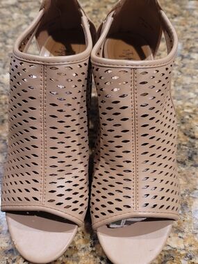 Style & Co. Perforated Open-Toe Mules — Beige